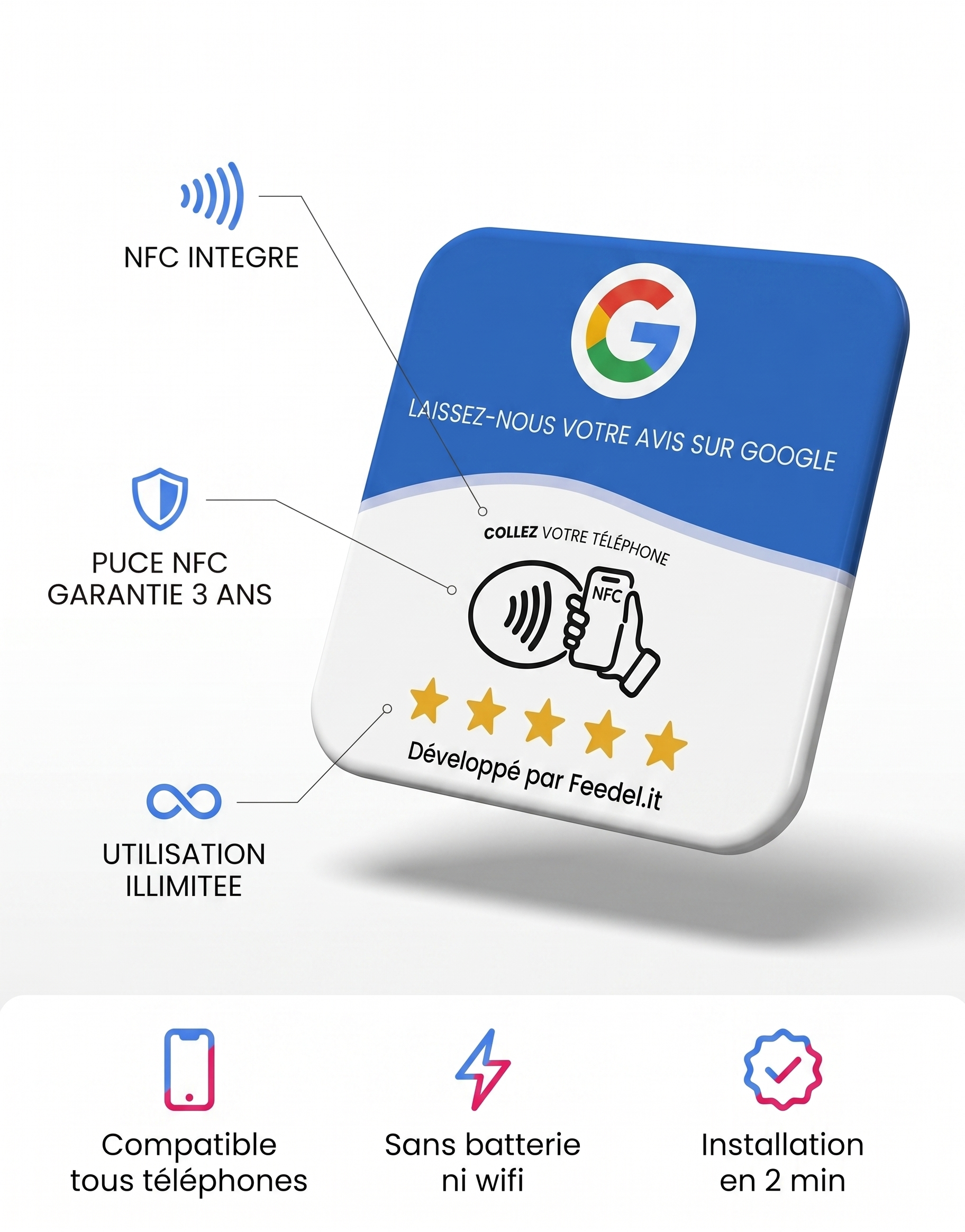 Plaque Avis Google — NFC — vue 4