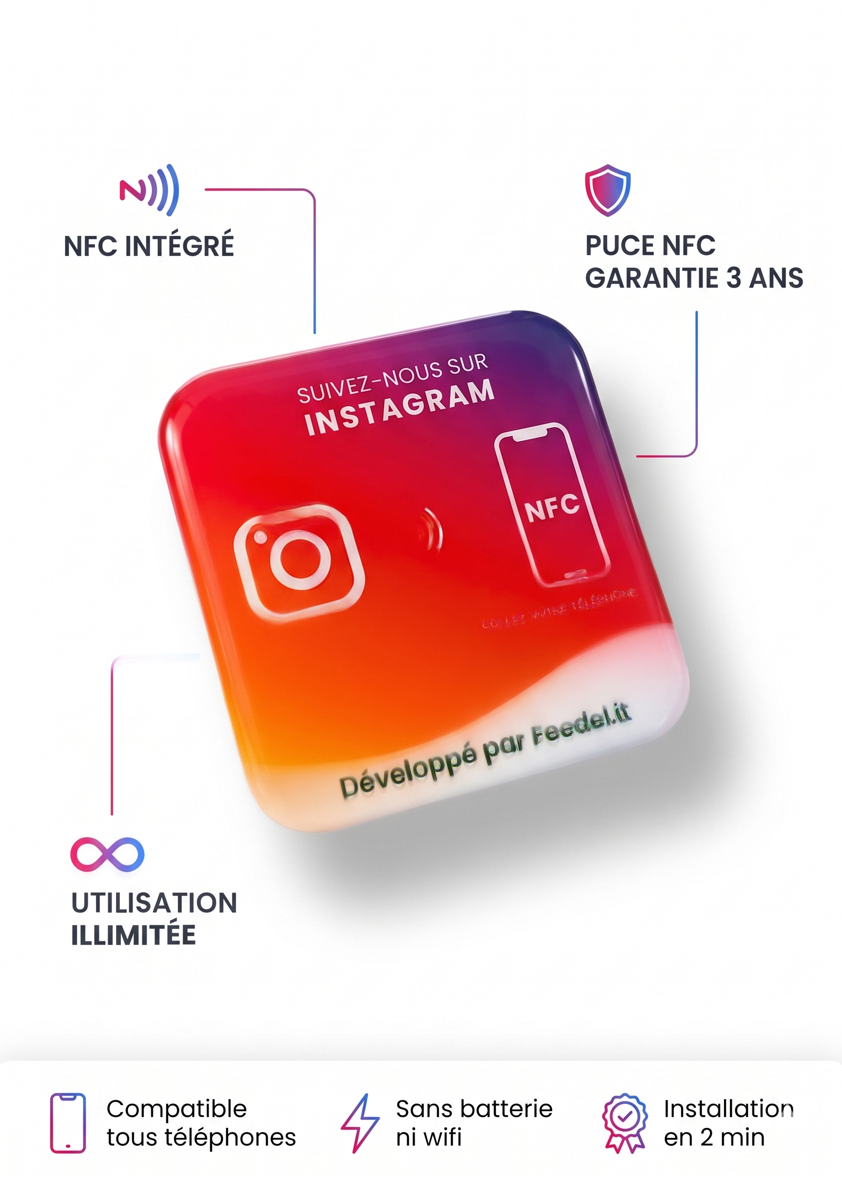 Plaque Instagram — NFC — vue 5